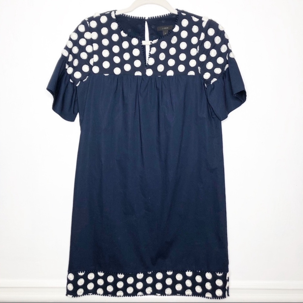 J. Crew Navy Bell Sleeve Dress With Fringe Dot size 0 - Picture 4 of 10